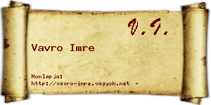 Vavro Imre névjegykártya